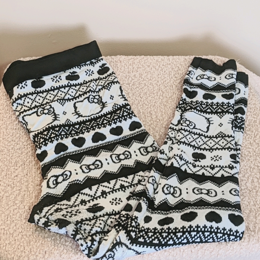 Hello Kitty Fair Isle Print Sweater Leggings - EUC